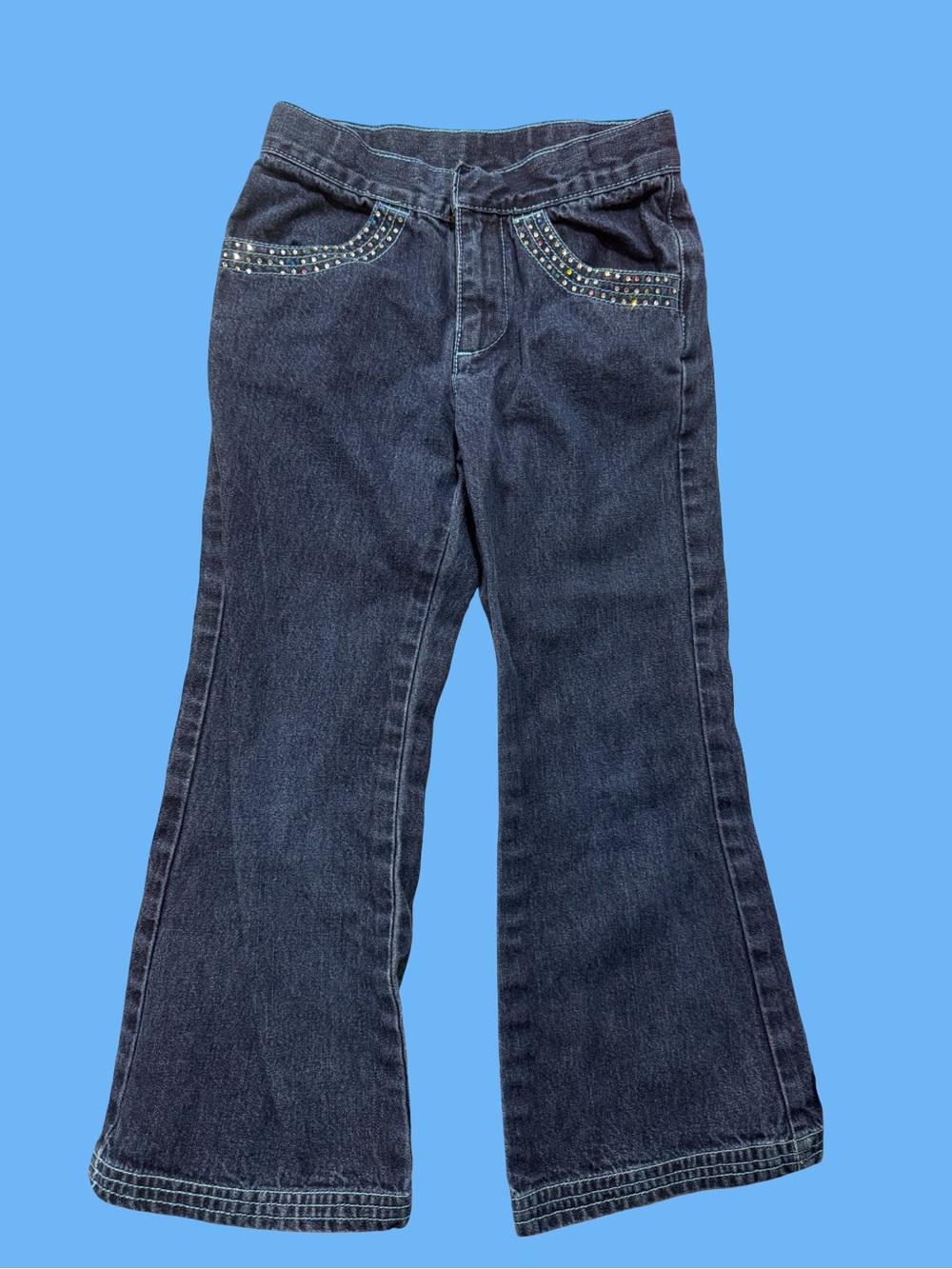 GAP Navy Blue Girls Flare Jeans with Stud Accents